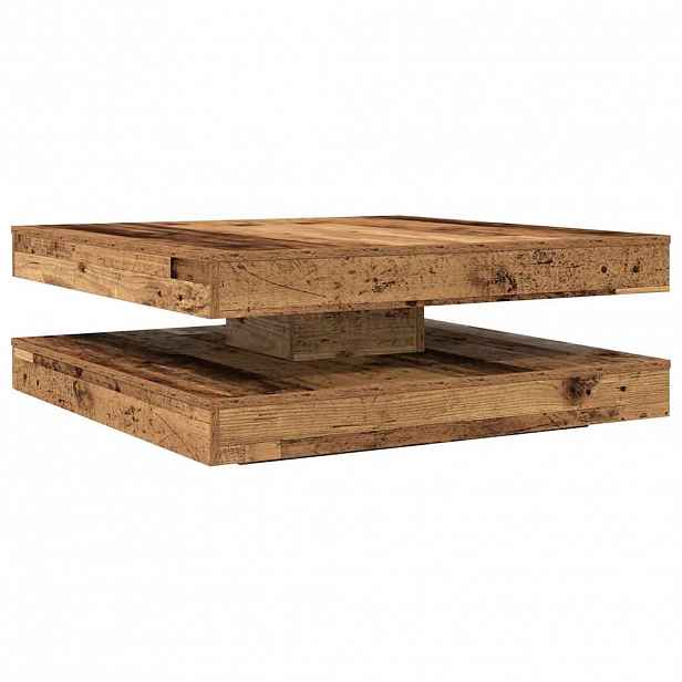 vidaXL Konferenční stolek otočný o 360º old wood 90x90x34,5 cm