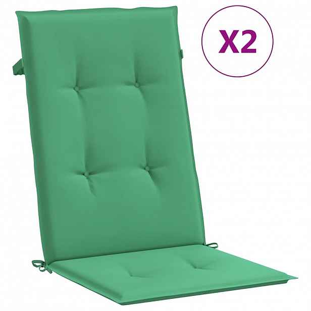 vidaXL Podušky na židli vysoké opěradlo 2 ks zelené 120x50x3 cm textil
