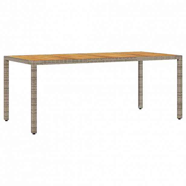 vidaXL Zahradní stůl s akáciovou deskou šedý 190x90x75 cm polyratan