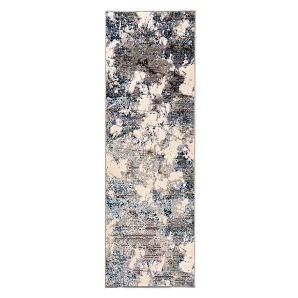 Koberec Běhoun šedý 60x175 cm abstraktní moderní měkké podlahové vytápění