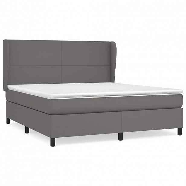 vidaXL Box spring postel s matrací šedá 160x200 cm umělá kůže