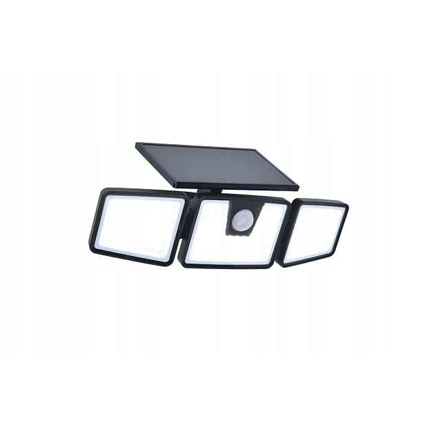 Lutec Briti solární Led zářič 6W 750lm 5000K Pir černý IP44 trojitý