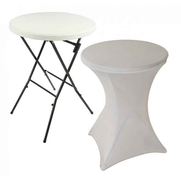 Párty stolek BISTRO vč. elastického potahu, světle šedá