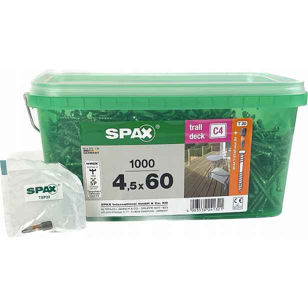 Spax Šrouby do terasového prkna Kbelík 4,5x60mm 1000 ks Bit Spax T20