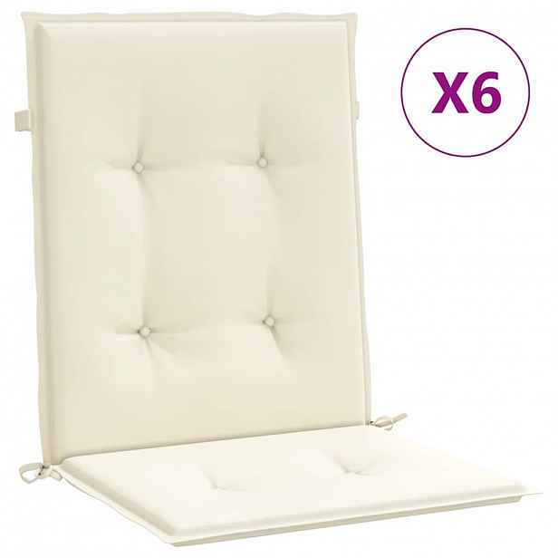 vidaXL Podušky na židli nízké opěradlo 6 ks krémové 100x50x3 cm oxford
