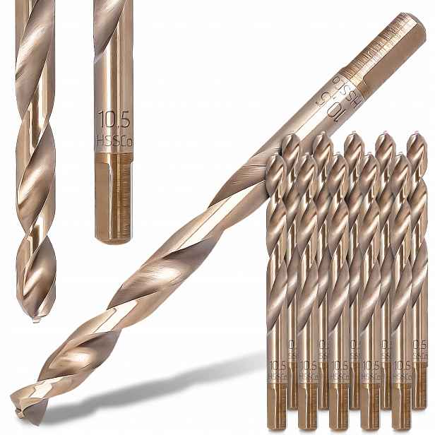 10 x Kobaltové Kovové vrtáky 10,5 mm z nerezové oceli, litina Hss Milwa R6-P