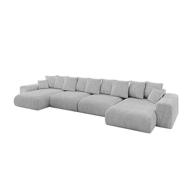 ALTDECOR SEDACÍ SOUPRAVA ve tvaru U s funkcí spaní a úložným prostorem ESKAR-U2 464x176x72 Šedá Manšestr