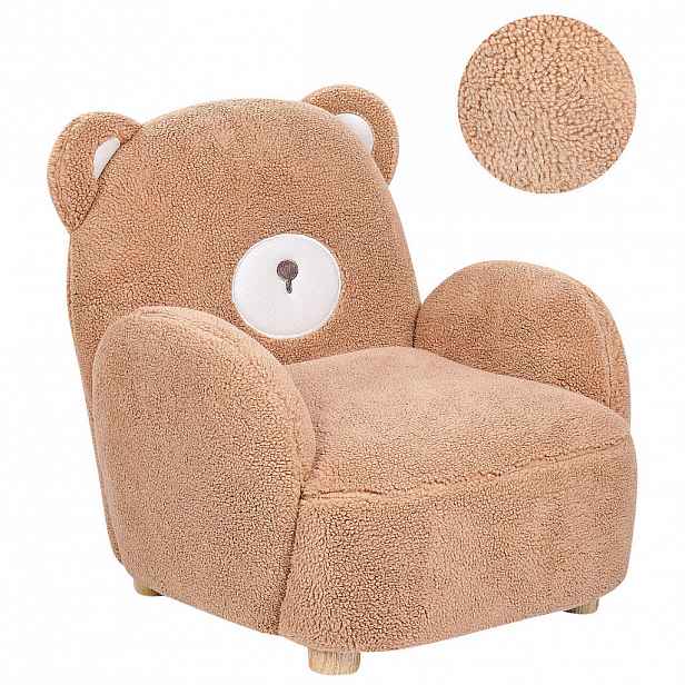 Beliani DĚTSKÉ KŘESLO Teddybär Bouclé Hnědé Boo
