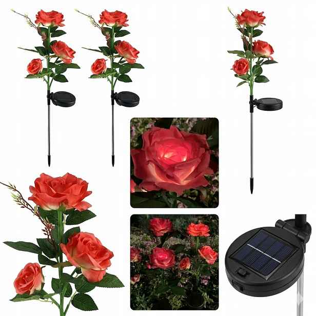 Solární Led lampy růžičky 2ks bílá zahrada cesta dekorace