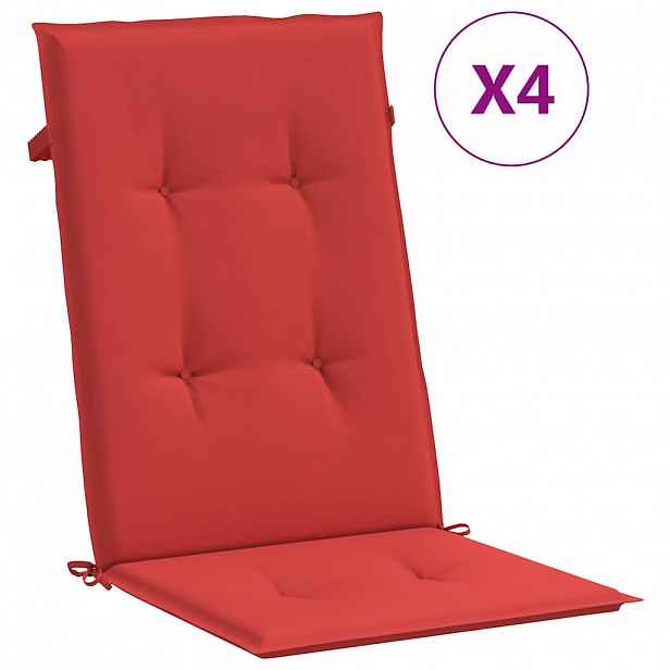 vidaXL Podušky na židli vysoké opěradlo 4 ks červené 120x50x3cm textil