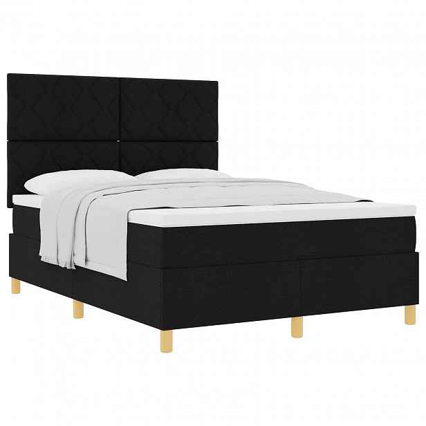 vidaXL Postel s boxspringem s čelo Černá 140 x 190 cm textil