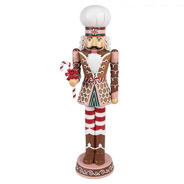 Hnědočervená vánoční dekorace Louskáček v perníkovém obleku - 15*12*46 cm Clayre & Eef