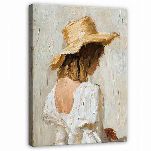 Wallarena OBRAZY Dámský klobouk Abstraktní Boho Béžová 120x80