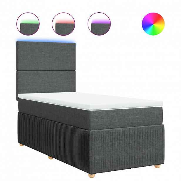 vidaXL Box spring postel s matrací tmavě šedá 80 x 200 cm textil