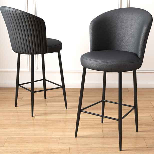 Bar Stool Set (6 Pieces) Uras - Anthracite, Black