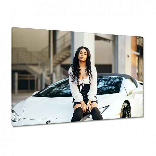 Obrazy 120x80 Holka a bílé auto Fura
