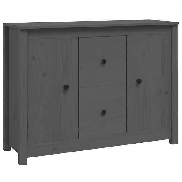 vidaXL Příborník šedý 100 x 35 x 74 cm masivní borové dřevo