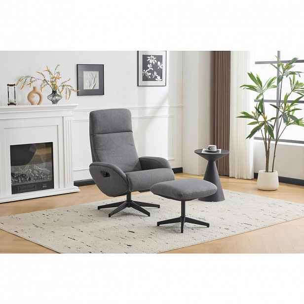 Livetastic RELAXAČNÍ KŘESLO S TABURETEM, textil, šedá