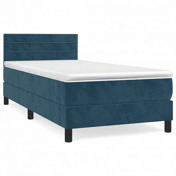 vidaXL Box spring postel s matrací tmavě modrá 80 x 200 cm samet