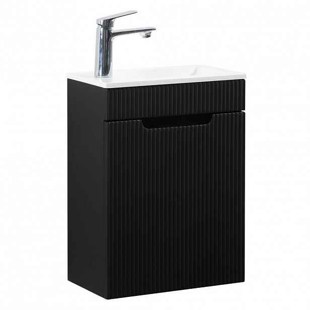 Badplaats SET UMYVADLA SE SKŘÍŇKOU Thermis 2 díly matná černá - 40 x 22 x 53 cm