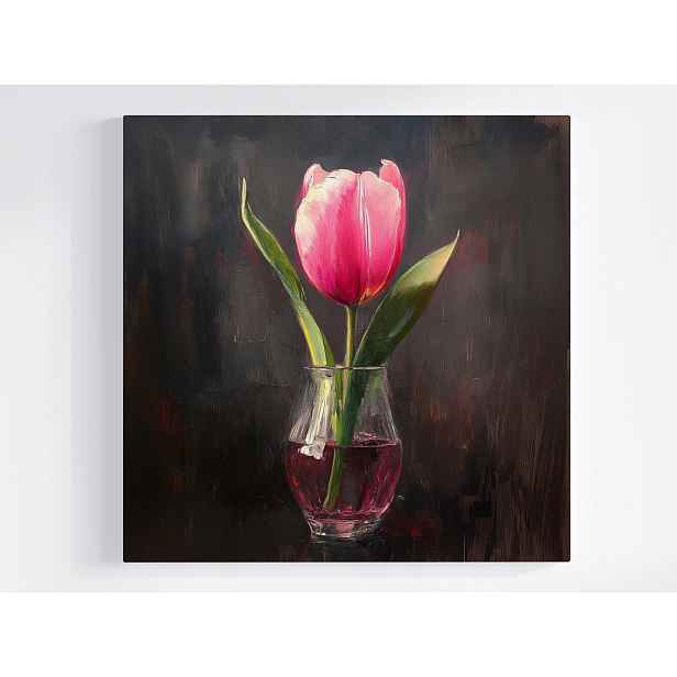 Obraz Na Plátně Canvas Olej Dekorace Příroda Květ Růžový Tulipán 50x50