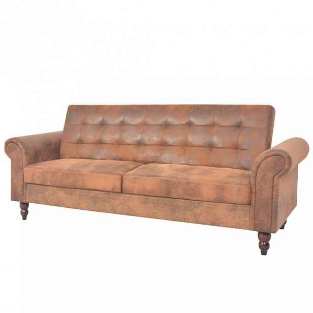 Rozkládací Chesterfield pohovka hnědá