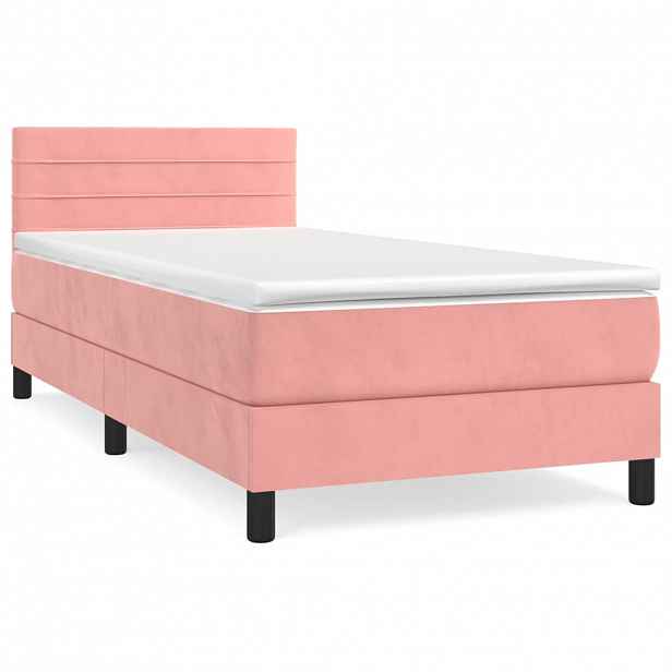 vidaXL Box spring postel s matrací růžová 80 x 200 cm samet