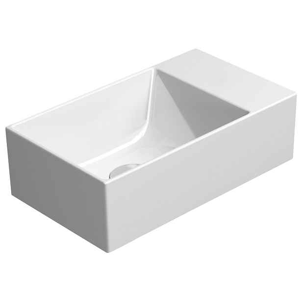 GSI KUBE X keramické umývátko 40x23cm, broušená spodní hrana, bez otvoru, pravé/levé, bílá mat