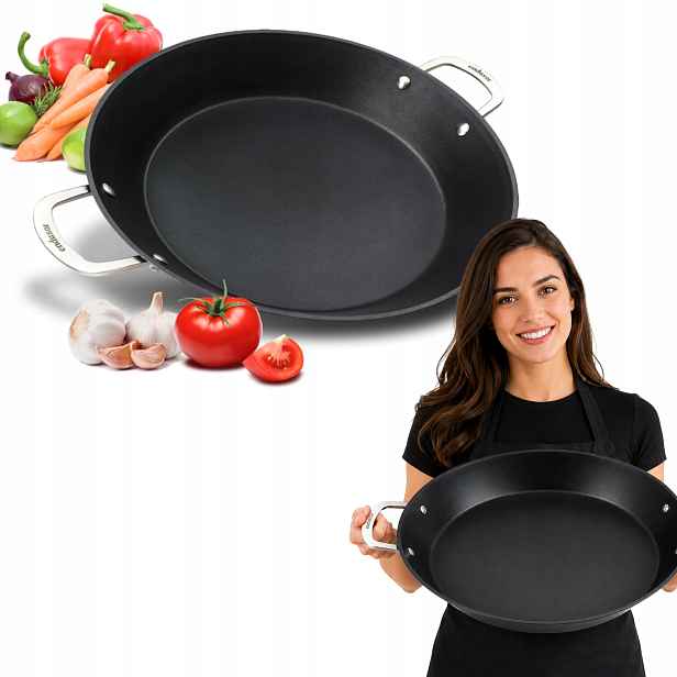 Profesionální Pánev Na Paelli Indukce Trouba Velká 38 CM Pro 6-8 Osoby