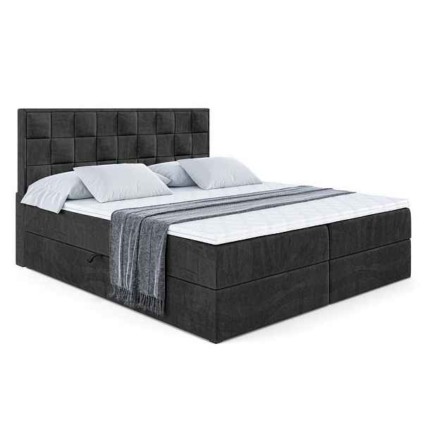 ALTDECOR KONTINENTÁLNÍ POSTEL s matrací H4 - ZAFIRA-BZ - 140x200 cm Černá