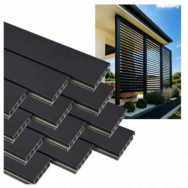 12 X Pohyblivé Desky Na Žaluzie Shutters Panel Altán Pergola Černá 150 CM