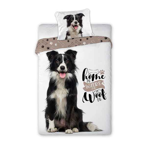 Faro Dětské bavlněné povlečení BEST FRIENDS 022 160x200 cm + 70x80 cm bílo-hnědé