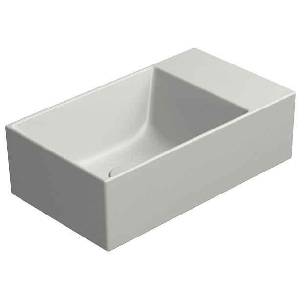 GSI KUBE X keramické umývátko 40x23cm, broušená spodní hrana, bez otvoru, pravé/levé, cenere mat