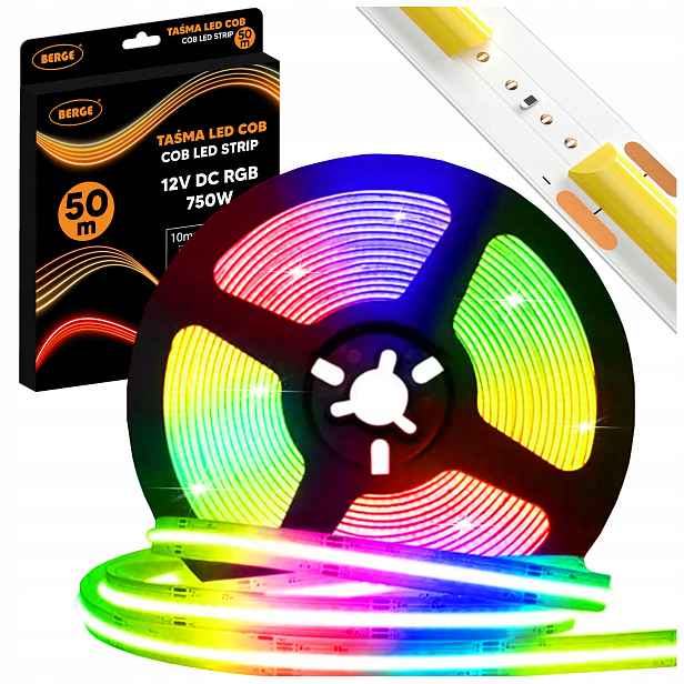 Led pásek Rgb Neon Cob 12V 50 m Velká role 15W/m 10 mm Vícebarevný Premium