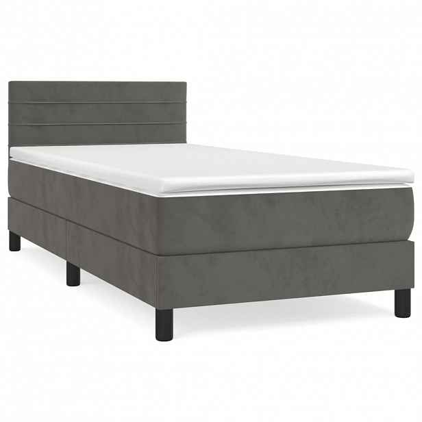 vidaXL Box spring postel s matrací tmavě šedá 90x190 cm samet