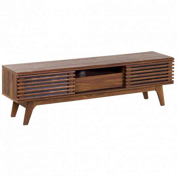 Beliani TV STOLEK Tmavě hnědý DETROIT 35/149/44 cm