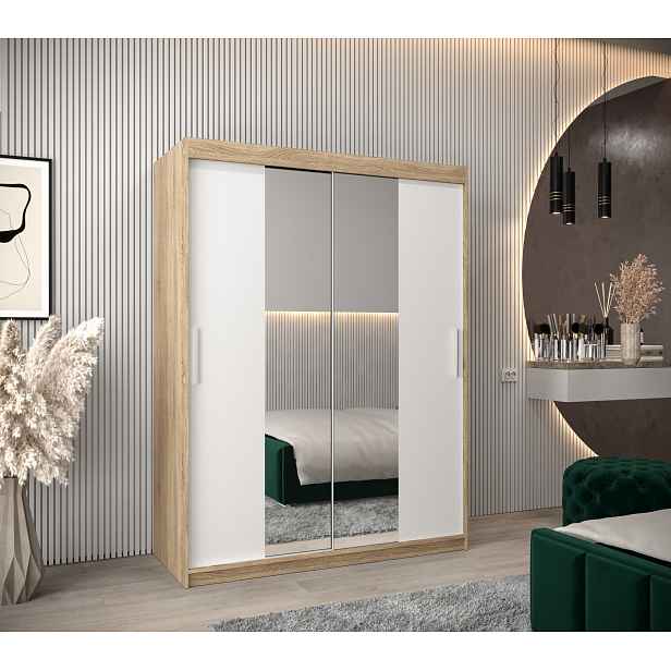 Šatní skříň Abi T1 Barva korpusu: Dub Sonoma, Rozměry: 150 cm, Dveře: Bílá