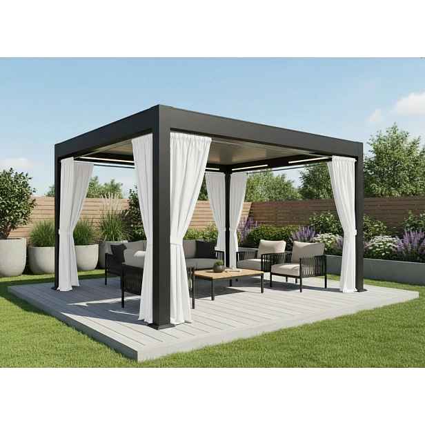 Venkovní zahradní závěs s řasící páskou GARDENIA TAPE bílá, šířka 140 cm výška různé rozměry Mybesthome Rozměr: 140x250 cm