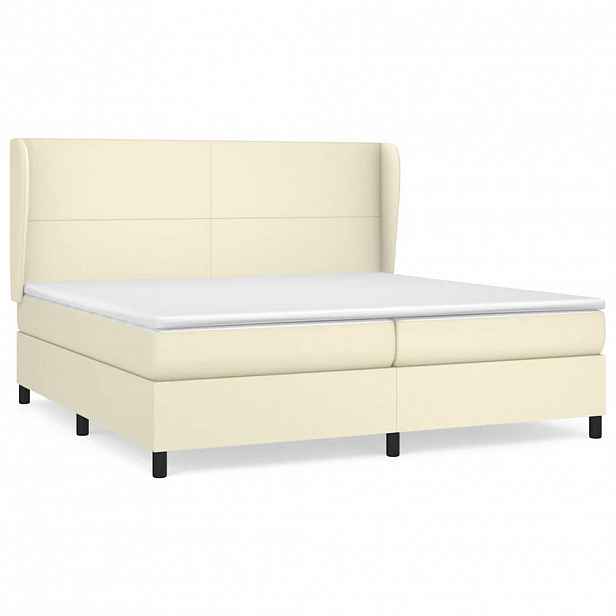 vidaXL Box spring postel s matrací krémová 200x200 cm umělá kůže