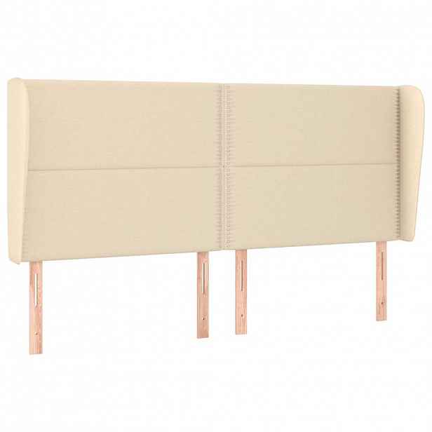 vidaXL Čelo postele typu ušák krémové 183x23x118/128 cm textil