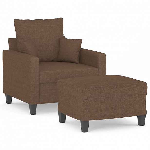 vidaXL Křeslo s podnožkou hnědé 60 cm textil