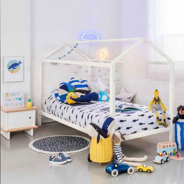 Montessori postel, borovicové dřevo, bílá, IMPRES 0000227797 Tempo Kondela
