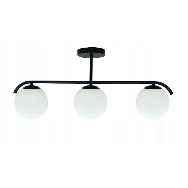 Stropní svítidlo černá skleněná bílá koule trojitá do obývacího pokoje 70 cm Candellux