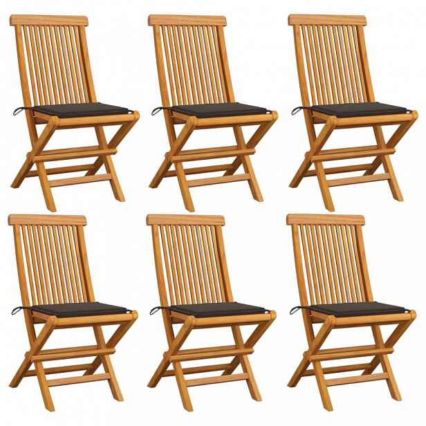 Zahradní židle 6 ks teak / látka Šedohnědá taupe