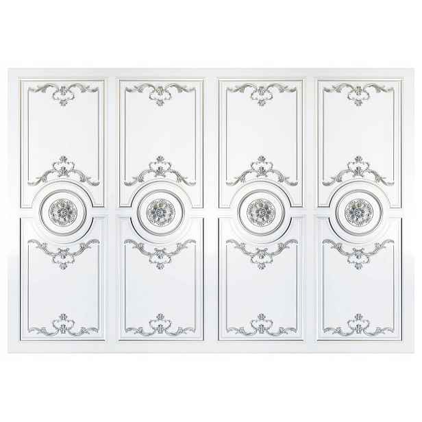 Fototapeta Vintage Ornament Bílo-stříbrná Klasická 250x175 Luxus lepidlo