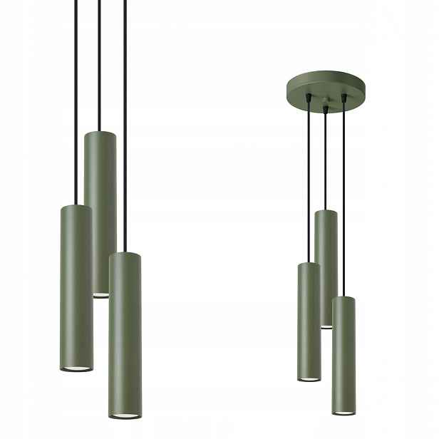 Lineární závěsná lampa do jídelny nad stůl, barva zelená olivová Sollux