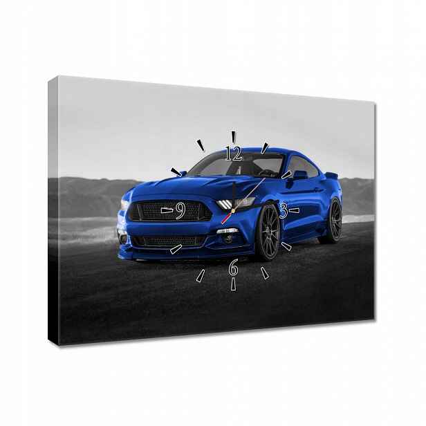 Nástěnné hodiny 60x40 Modré Ford Mustang