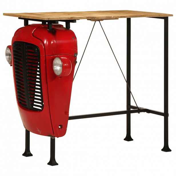 vidaXL Barový stůl traktor červený a hnědý 55 x 120 x 107 cm mangovník