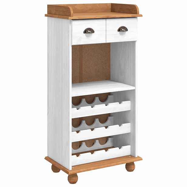 vidaXL Skříň na víno ASKIM Bílá s medovým vrškem 57 x 37 x 114 cm