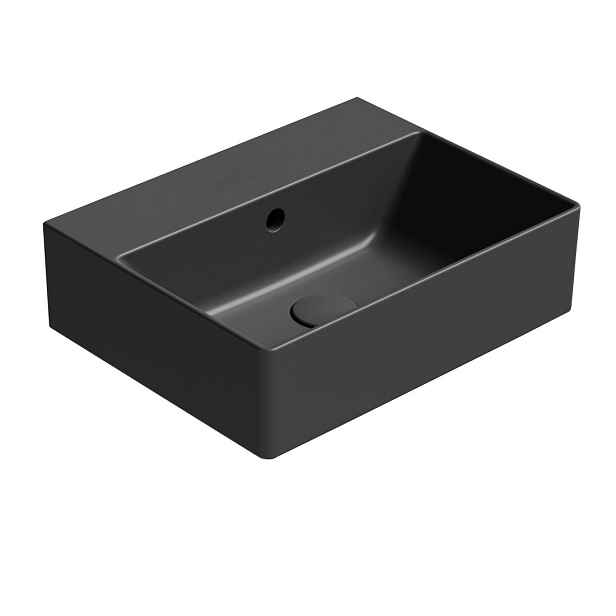 GSI KUBE X keramické umyvadlo 45x35cm, broušená spodní hrana, bez otvoru, černá mat